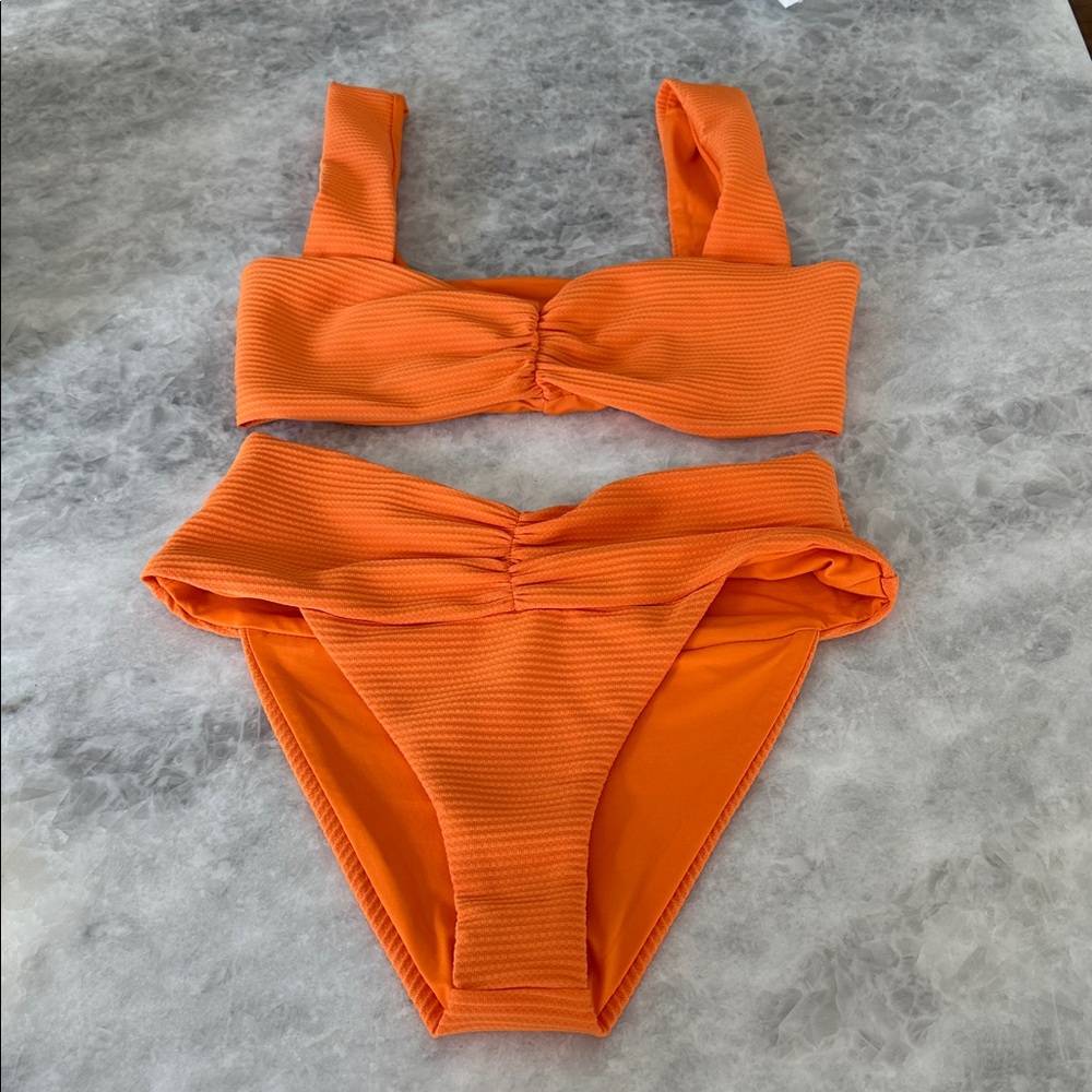 L Space Bikini, Size S, Orange, Textured